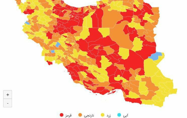 نقشه کرونا ۱۶ بهمن