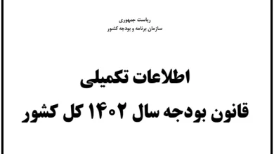 جداول و اطلاعات تکمیلی قانون بودجه سال ۱۴۰۲ کل کشور منتشر شد.